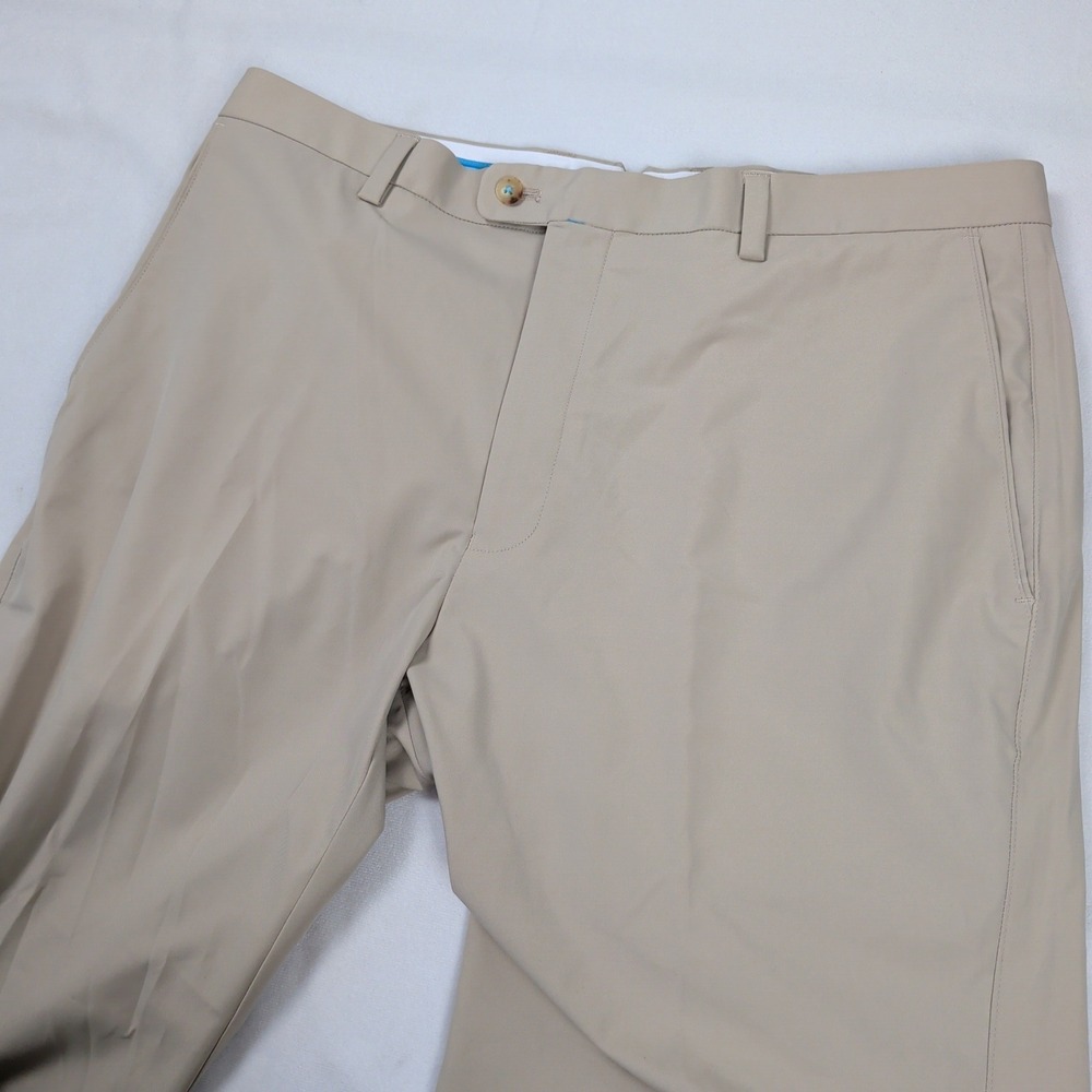 Dunhill Links Pants Mens 36x32 Khaki Beige Golf Trousers Flat Front Luxury